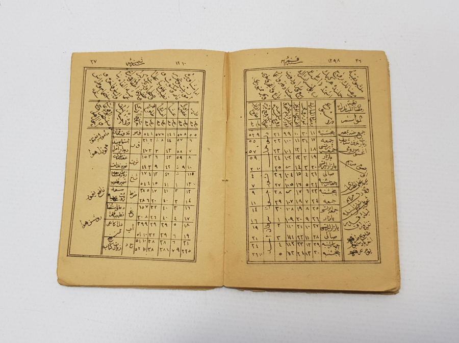 1882 TARİHLİ OSMANLICA CEP TAKVİMİ