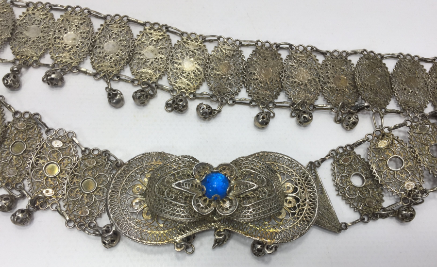 GÜMÜŞ KAPLAMA İŞÇİLİKLİ GELİN KEMERİ