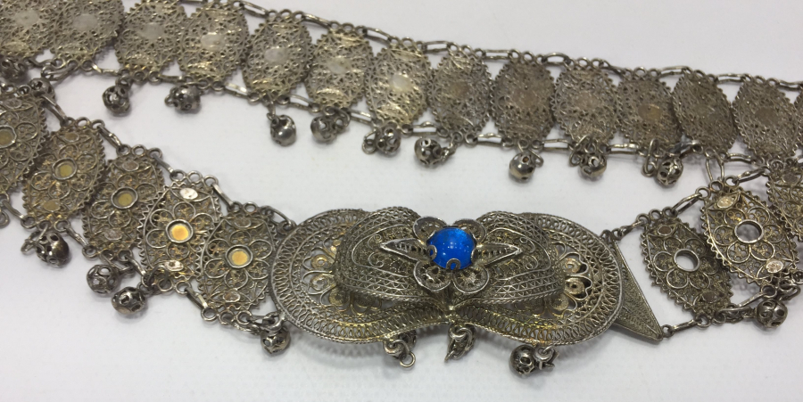 GÜMÜŞ KAPLAMA İŞÇİLİKLİ GELİN KEMERİ