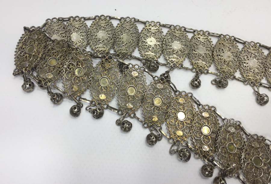 GÜMÜŞ KAPLAMA İŞÇİLİKLİ GELİN KEMERİ