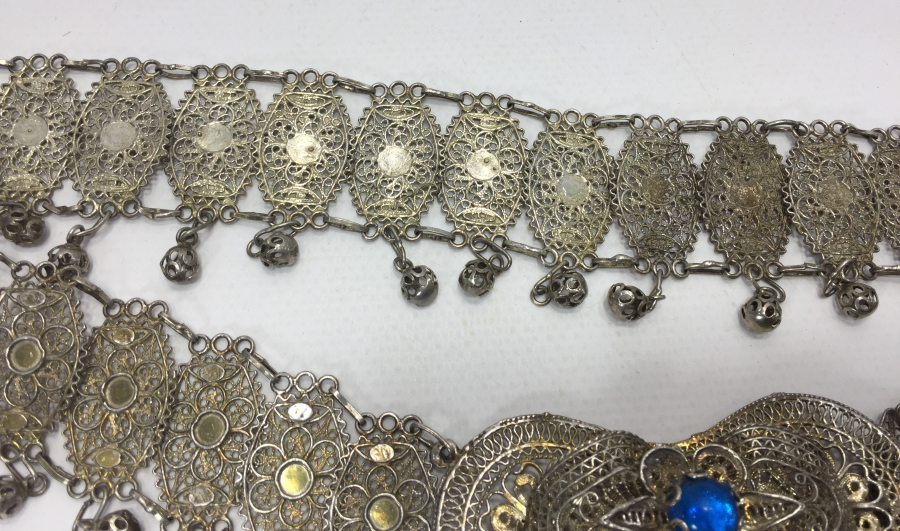 GÜMÜŞ KAPLAMA İŞÇİLİKLİ GELİN KEMERİ