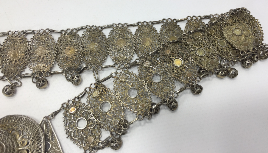 GÜMÜŞ KAPLAMA İŞÇİLİKLİ GELİN KEMERİ