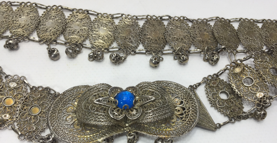 GÜMÜŞ KAPLAMA İŞÇİLİKLİ GELİN KEMERİ