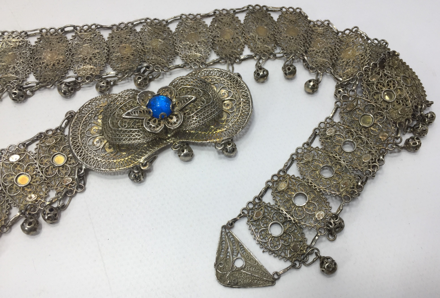 GÜMÜŞ KAPLAMA İŞÇİLİKLİ GELİN KEMERİ