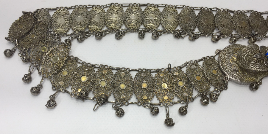 GÜMÜŞ KAPLAMA İŞÇİLİKLİ GELİN KEMERİ