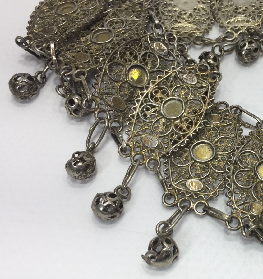 GÜMÜŞ KAPLAMA İŞÇİLİKLİ GELİN KEMERİ