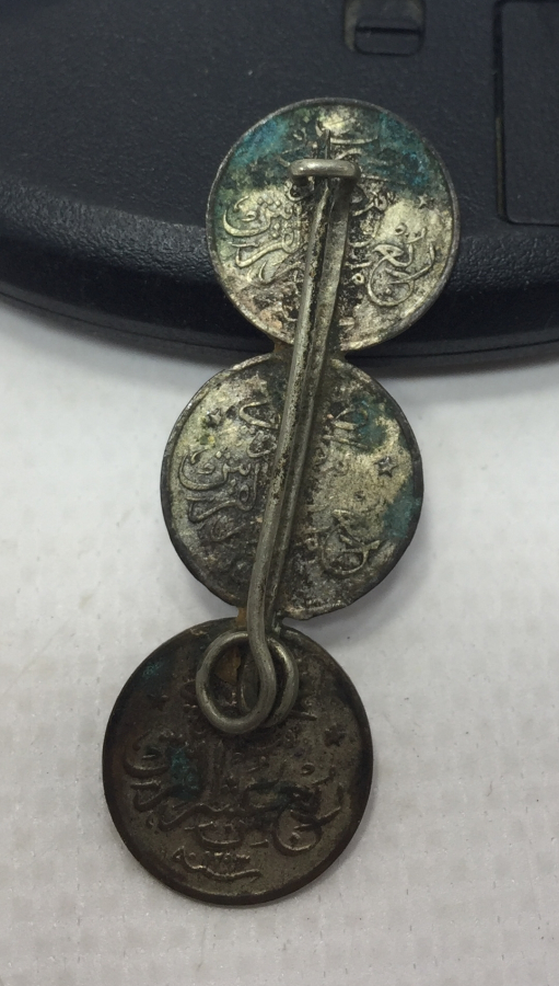 OSMANLI DÖNEMİ ABDÜLHAMİD HAN'IN MISIR DARPLI PARALARINDAN YAPILMIŞ BROŞ