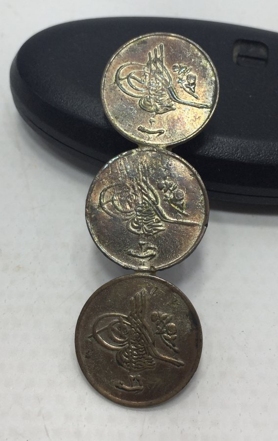 OSMANLI DÖNEMİ ABDÜLHAMİD HAN'IN MISIR DARPLI PARALARINDAN YAPILMIŞ BROŞ