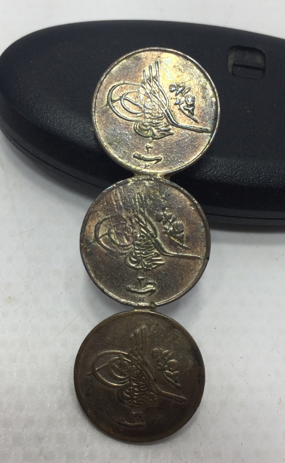 OSMANLI DÖNEMİ ABDÜLHAMİD HAN'IN MISIR DARPLI PARALARINDAN YAPILMIŞ BROŞ