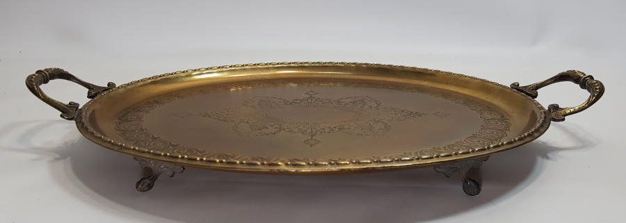 OSMANLI DÖNEMİ SARAY İŞİ ARKASI OSMANLICA YAZILI NADİR TEPSİ