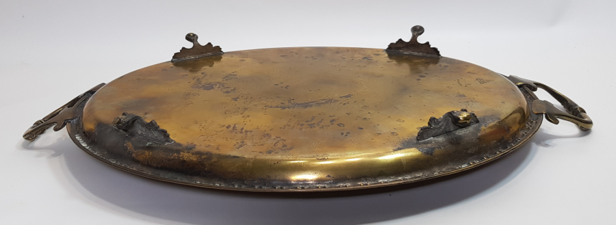 OSMANLI DÖNEMİ SARAY İŞİ ARKASI OSMANLICA YAZILI NADİR TEPSİ