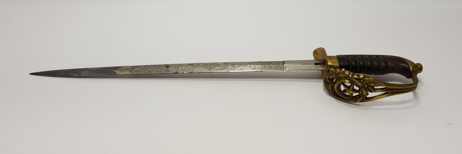 AY YILDIZ KABZALI BOL GRAVÜRLÜ OSMANLI DENİZCİ SUBAY MEÇİ - ÇOK NADİR 