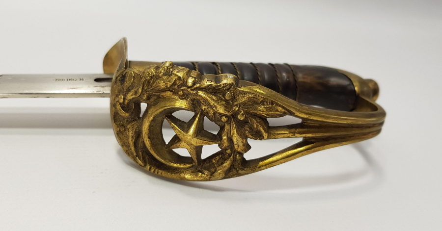 AY YILDIZ KABZALI BOL GRAVÜRLÜ OSMANLI DENİZCİ SUBAY MEÇİ - ÇOK NADİR 