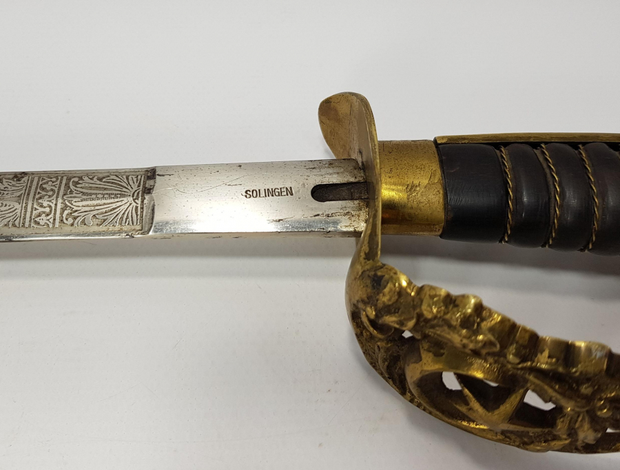 AY YILDIZ KABZALI BOL GRAVÜRLÜ OSMANLI DENİZCİ SUBAY MEÇİ - ÇOK NADİR 