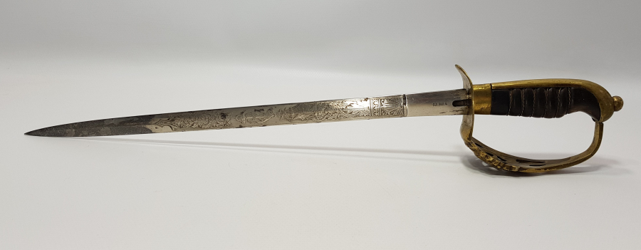 AY YILDIZ KABZALI BOL GRAVÜRLÜ OSMANLI DENİZCİ SUBAY MEÇİ - ÇOK NADİR 