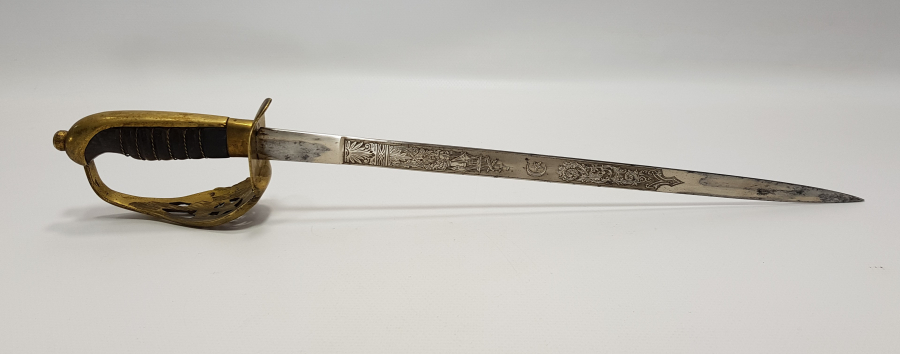 AY YILDIZ KABZALI BOL GRAVÜRLÜ OSMANLI DENİZCİ SUBAY MEÇİ - ÇOK NADİR 