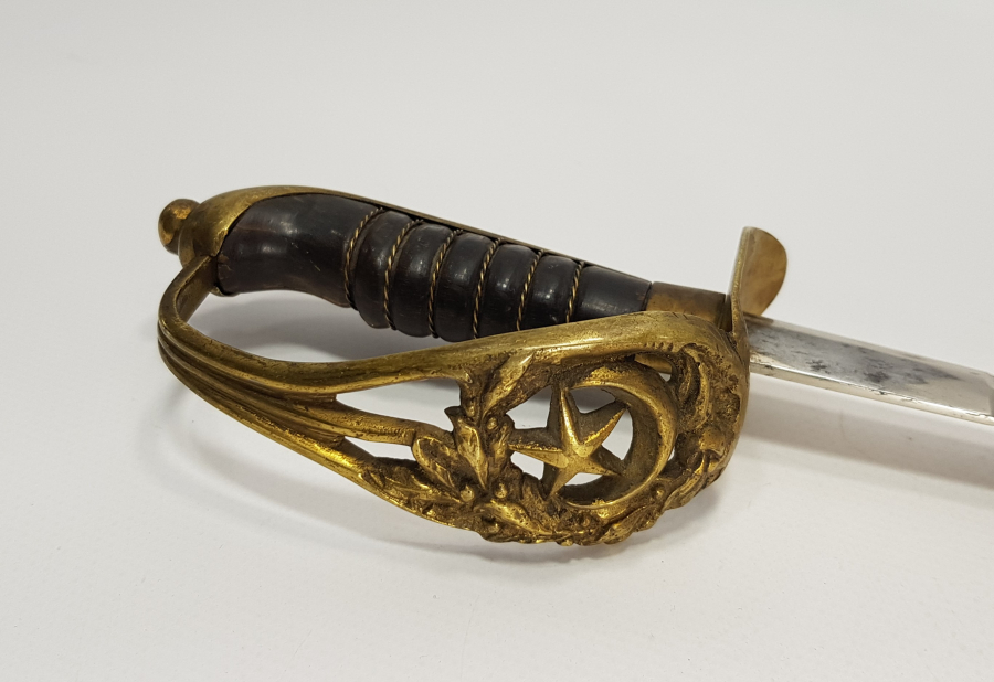 AY YILDIZ KABZALI BOL GRAVÜRLÜ OSMANLI DENİZCİ SUBAY MEÇİ - ÇOK NADİR 