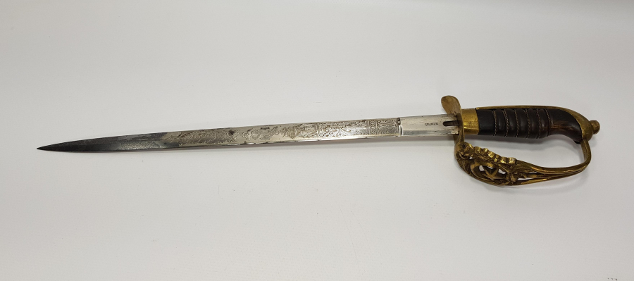 AY YILDIZ KABZALI BOL GRAVÜRLÜ OSMANLI DENİZCİ SUBAY MEÇİ - ÇOK NADİR 