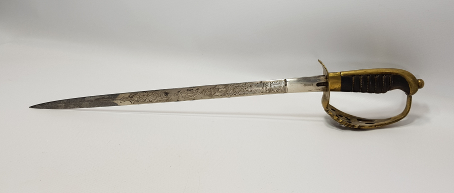 AY YILDIZ KABZALI BOL GRAVÜRLÜ OSMANLI DENİZCİ SUBAY MEÇİ - ÇOK NADİR 