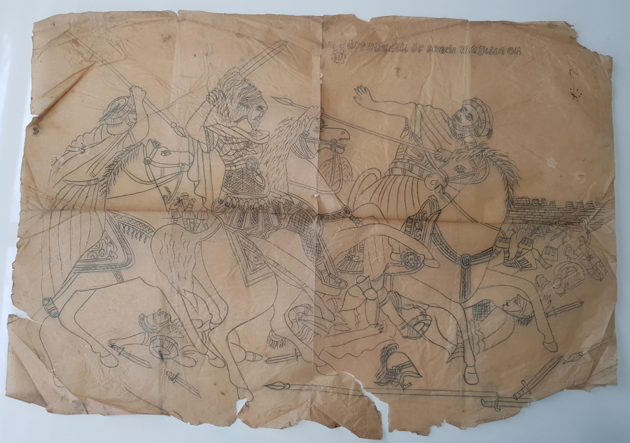 CAM ALTI HAT LEVHA İÇİN HAZIRLANMIŞ İSTANBUL'UN FETHİ TEMALI EL YAZMA ESKİZ ÇALIŞMA