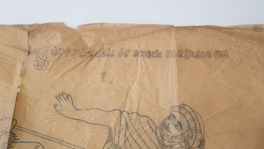 CAM ALTI HAT LEVHA İÇİN HAZIRLANMIŞ İSTANBUL'UN FETHİ TEMALI EL YAZMA ESKİZ ÇALIŞMA