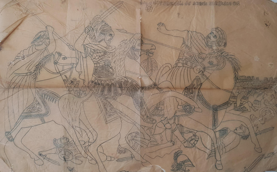 CAM ALTI HAT LEVHA İÇİN HAZIRLANMIŞ İSTANBUL'UN FETHİ TEMALI EL YAZMA ESKİZ ÇALIŞMA