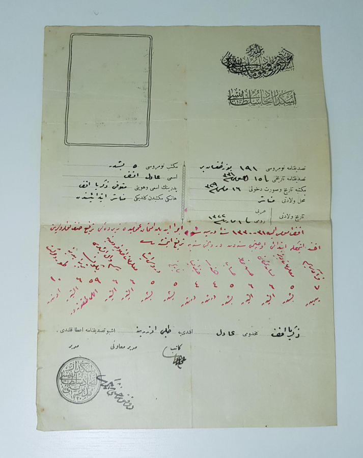 İTTİHAD VE TERAKKİ NUMUNE MEKTEBİ SULTANİSİ TASDİKNAME 