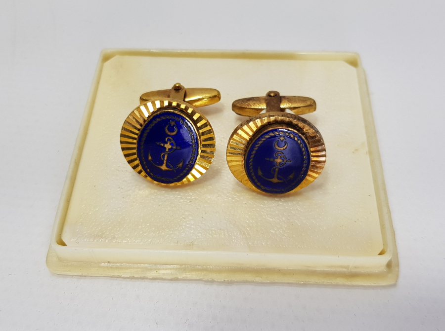 OSMANLI DENİZCİ SUBAY MİNELİ KOL DÜĞMESİ