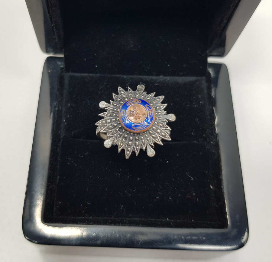 OSMANLI MİNYATÜR NİŞANDAN YAPILMIŞ GÜMÜŞ YÜZÜK 