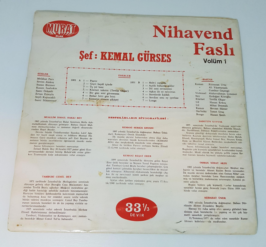 ŞEF KEMAL GÜRSES NİHAVEND FASLI VOL.1 33