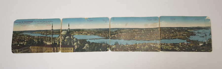 OSMANLI DÖNEMİ DÖRTLÜ PANORAMİK İSTANBUL KARTPOSTALI