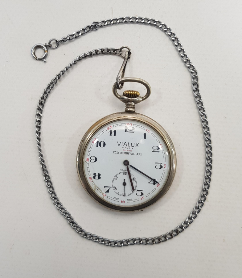 VIALUX  T.C.D. DEMİRYOLLARI KÖSTEKLİ CEP SAATİ