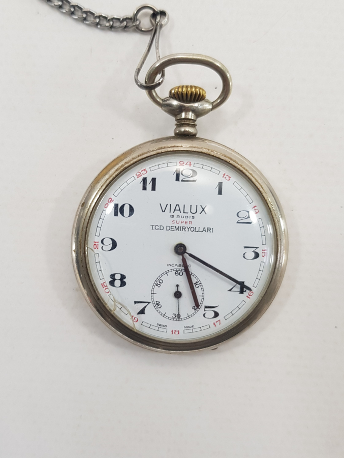 VIALUX  T.C.D. DEMİRYOLLARI KÖSTEKLİ CEP SAATİ