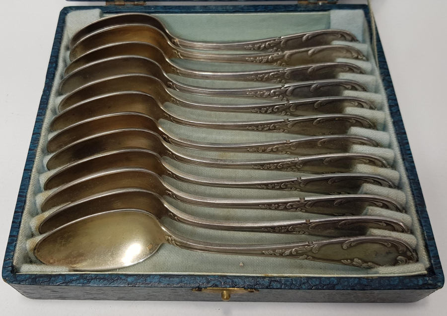 KUTUSUNDA GÜMÜŞ KAPLAMA TATLI KAŞIĞI SETİ 