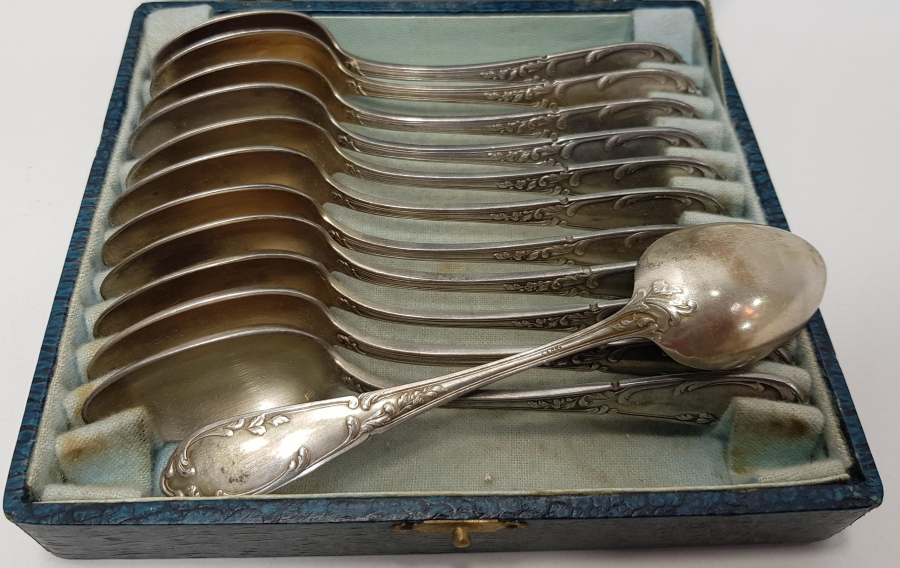 KUTUSUNDA GÜMÜŞ KAPLAMA TATLI KAŞIĞI SETİ 