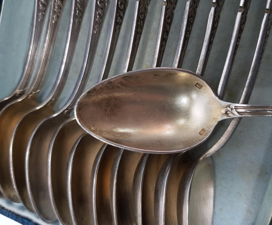 KUTUSUNDA GÜMÜŞ KAPLAMA TATLI KAŞIĞI SETİ 