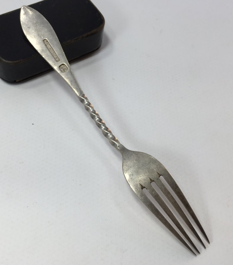 OSMANLI DÖNEMİ ARKASI RUM USTA DAMGALI İZMİR İŞİ GÜMÜŞ ÇATAL