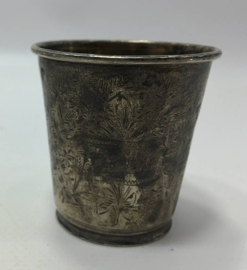 OSMANLI DÖNEMİ TUĞRALI VE SAH DAMGALI KALEM İŞÇİLİKLİ GÜMÜŞ BARDAK