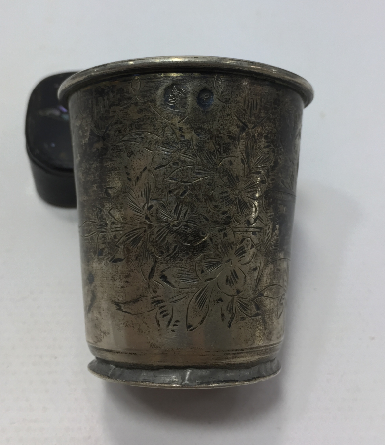 OSMANLI DÖNEMİ TUĞRALI VE SAH DAMGALI KALEM İŞÇİLİKLİ GÜMÜŞ BARDAK