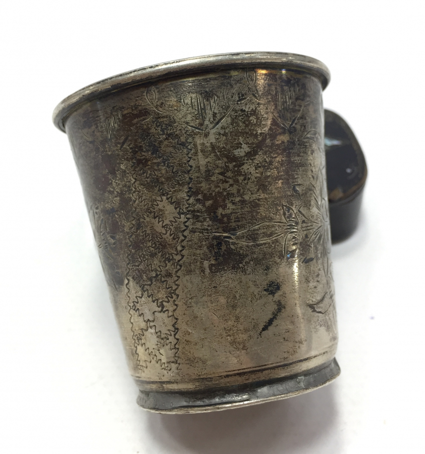 OSMANLI DÖNEMİ TUĞRALI VE SAH DAMGALI KALEM İŞÇİLİKLİ GÜMÜŞ BARDAK