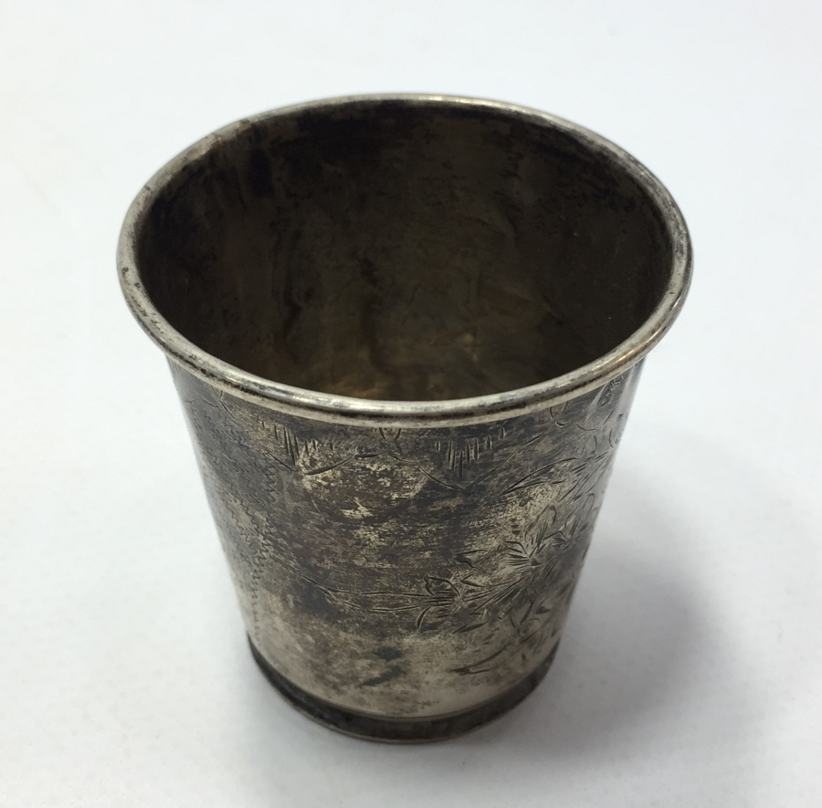 OSMANLI DÖNEMİ TUĞRALI VE SAH DAMGALI KALEM İŞÇİLİKLİ GÜMÜŞ BARDAK