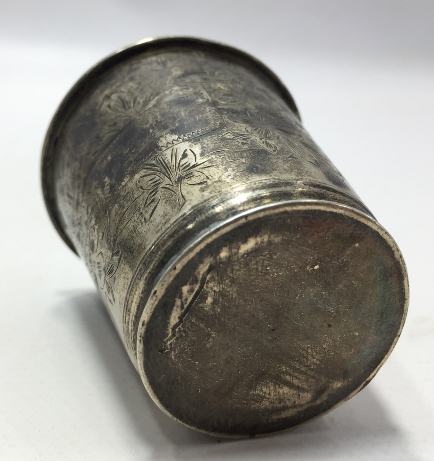 OSMANLI DÖNEMİ TUĞRALI VE SAH DAMGALI KALEM İŞÇİLİKLİ GÜMÜŞ BARDAK