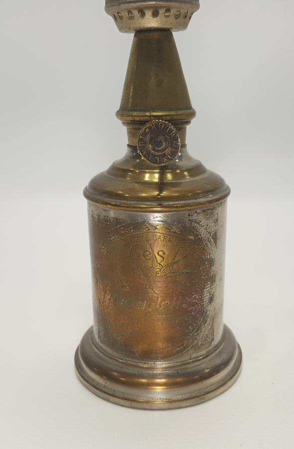 OSMANLI DÖNEMİ FRANSIZ YAPIMI PİRİNÇ HAZNELİ EL LAMBASI 