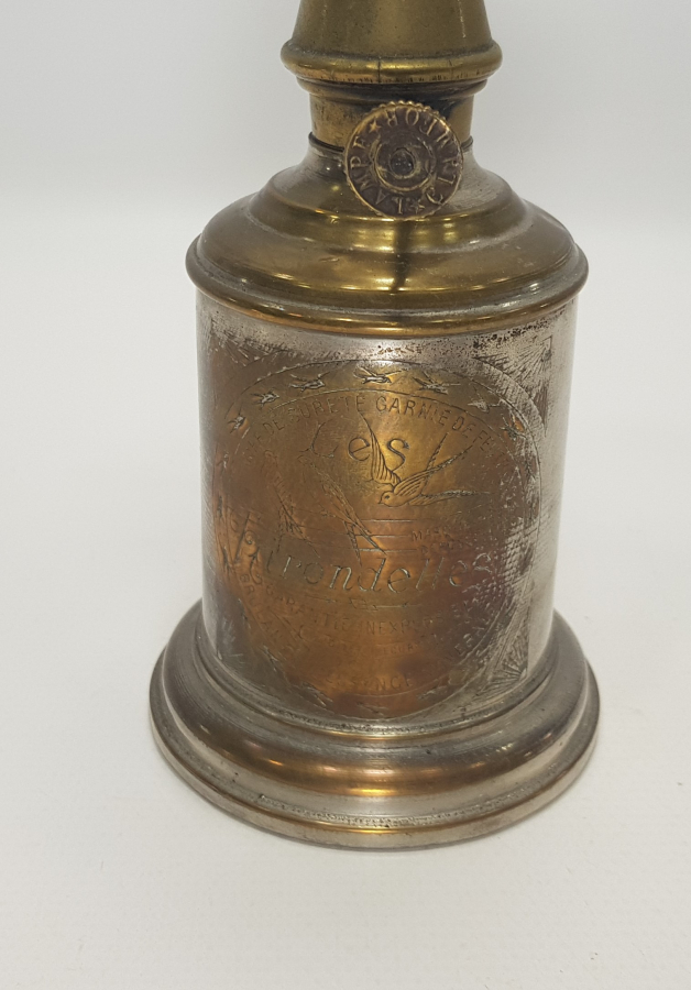 OSMANLI DÖNEMİ FRANSIZ YAPIMI PİRİNÇ HAZNELİ EL LAMBASI 