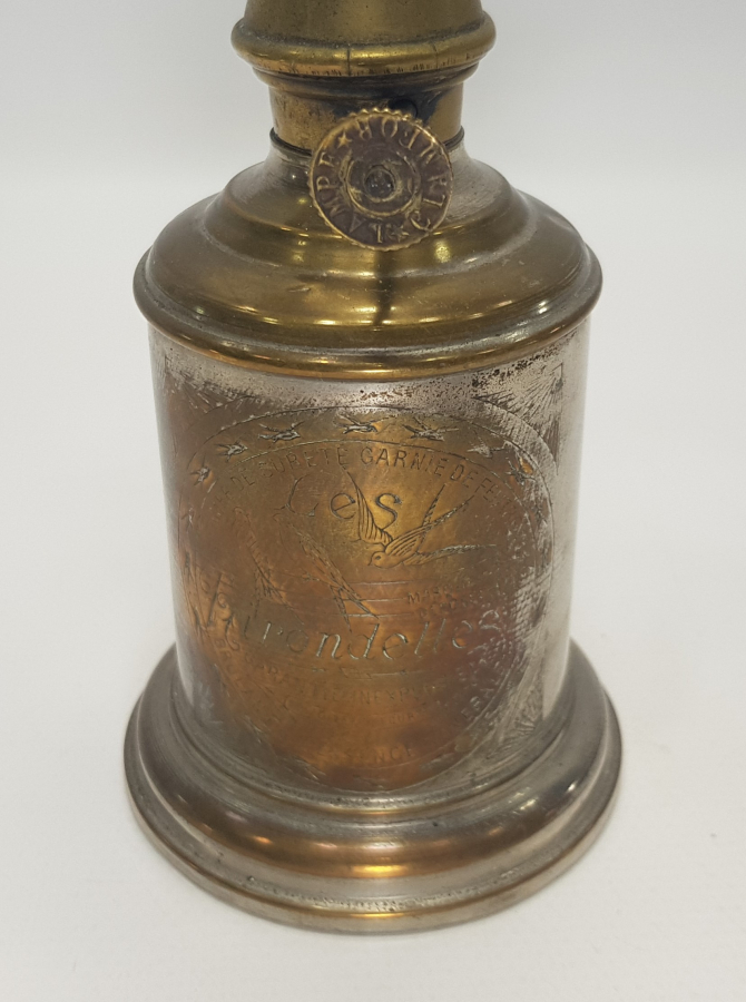 OSMANLI DÖNEMİ FRANSIZ YAPIMI PİRİNÇ HAZNELİ EL LAMBASI 