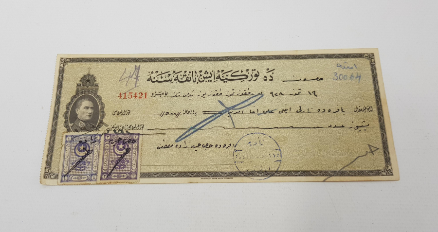 ATATÜRK RESİMLİ OSMANLICA İŞ BANKASI ÇEKİ