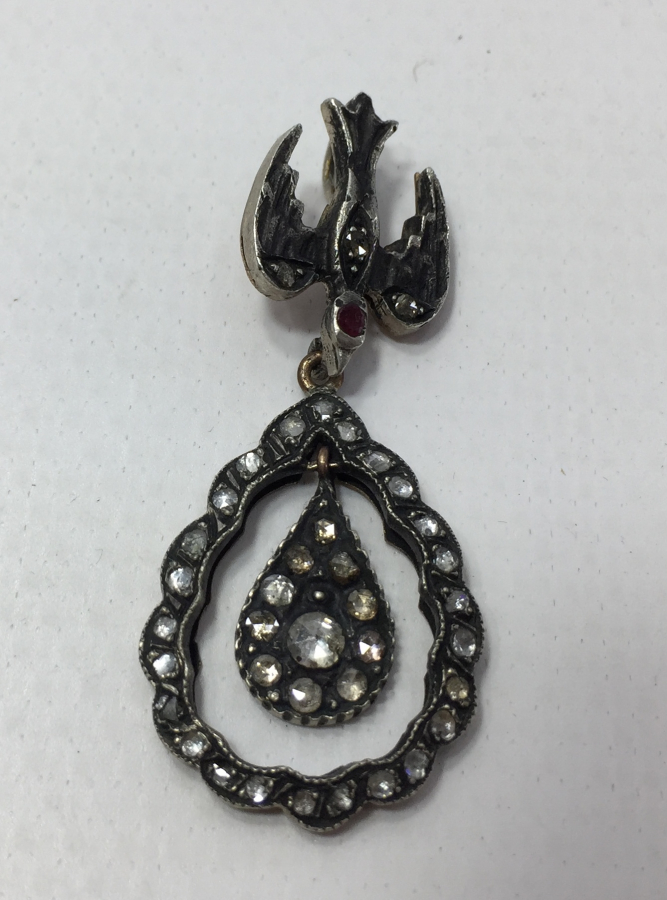 ELMAS TAŞLI KUŞLU KOLYE UCU