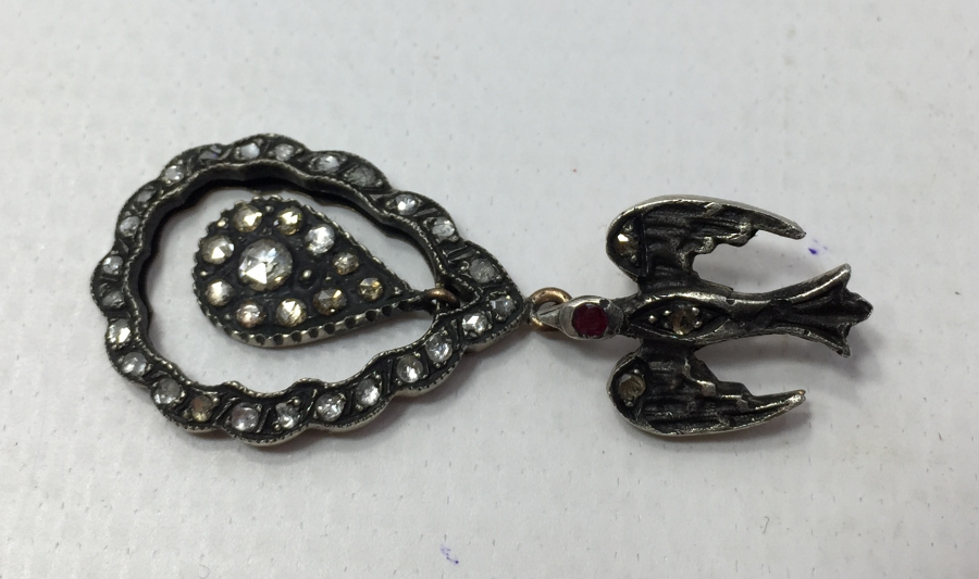 ELMAS TAŞLI KUŞLU KOLYE UCU