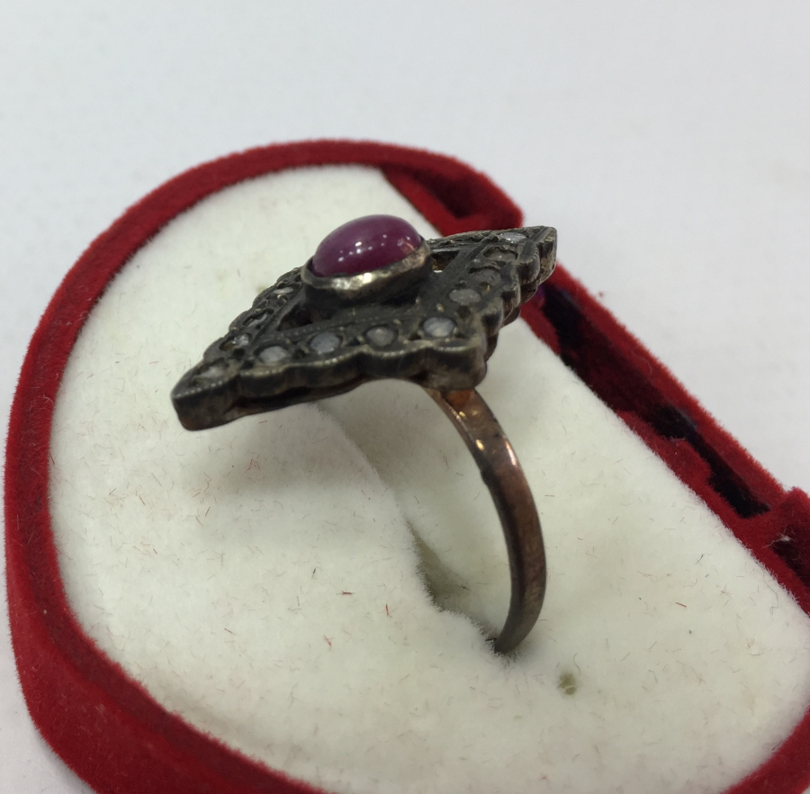 ELMAS TAŞLI ANTİKA BAYAN YÜZÜĞÜ