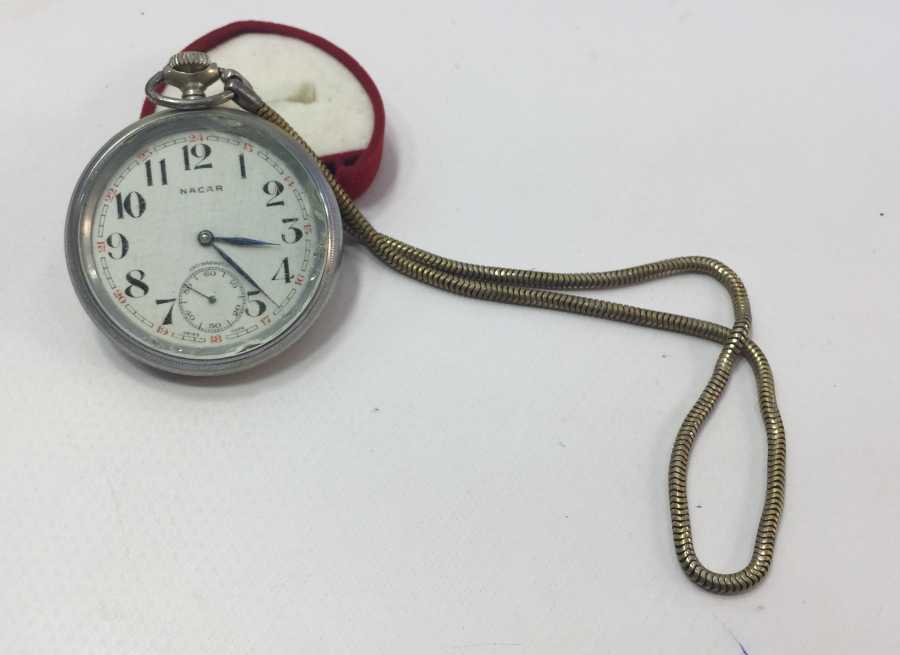 1930's NACAR MARKA TREN YOLLU CEP SAATİ